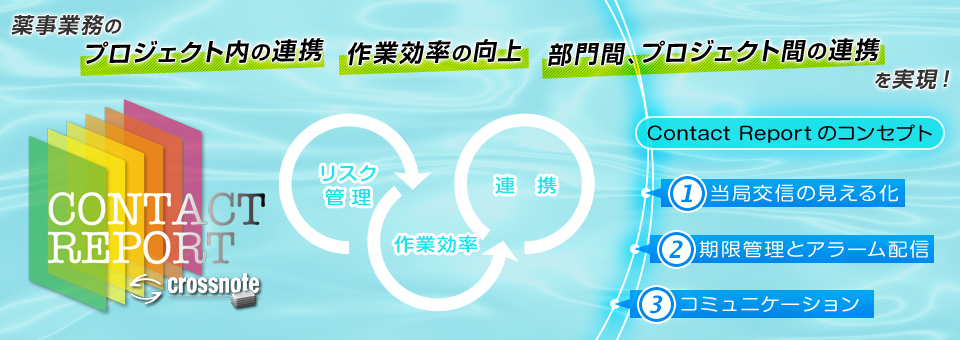 薬事業務の「プロジェクト内の連携」「作業効率の向上」「部門間、プロジェク間の連携」を実現！